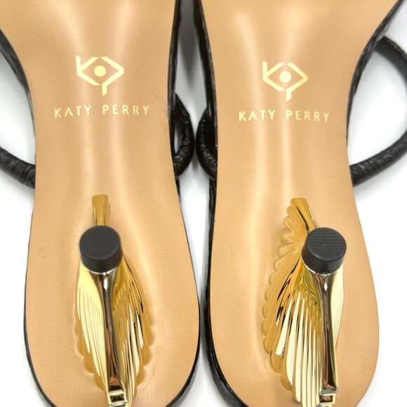 Katy Perry Womens Size 7.5 The Scalloped Gold Shell Heels Sandals Shoes - Picture 11 of 13